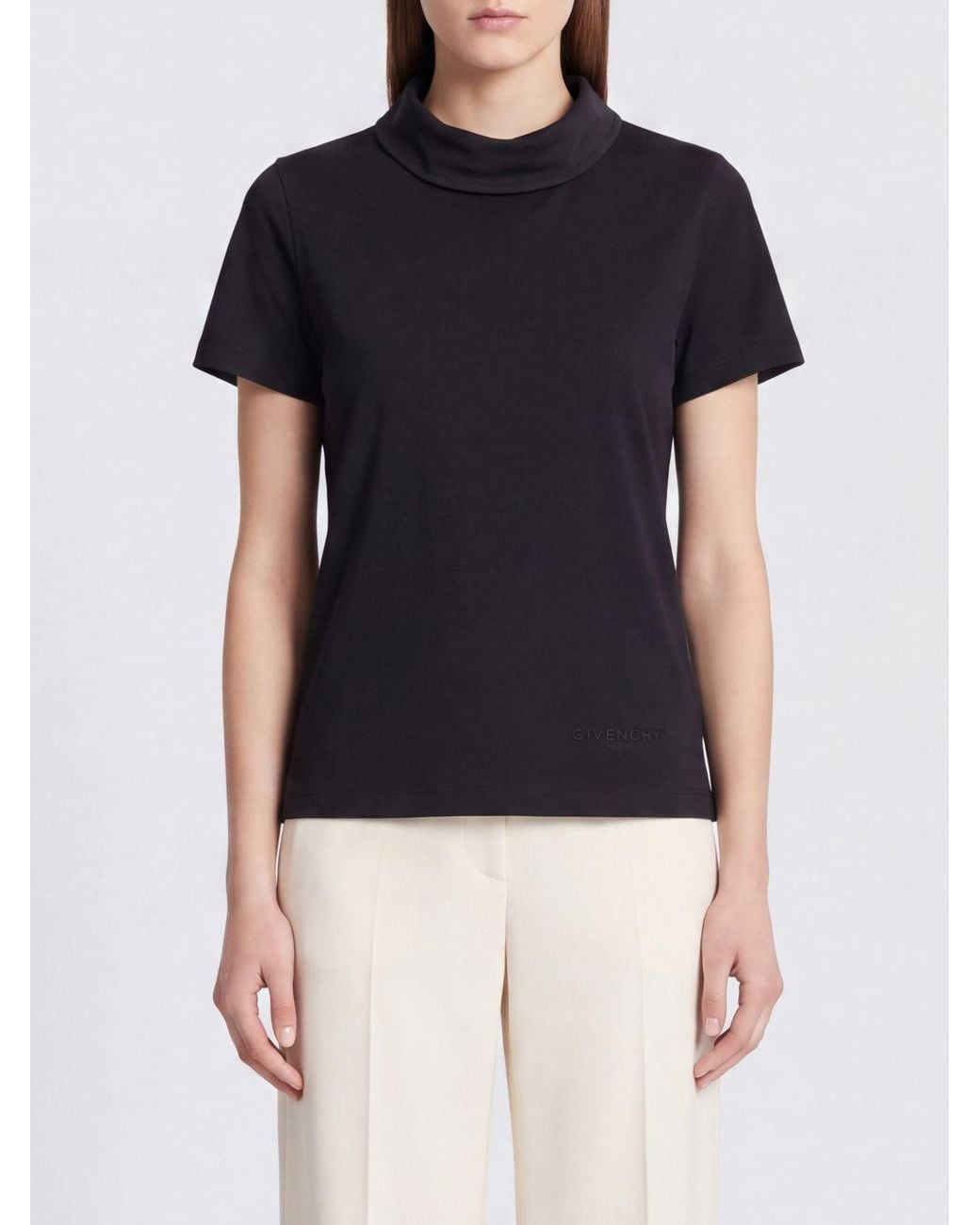 Givenchy Black Logo Embroidered High-Neck Top