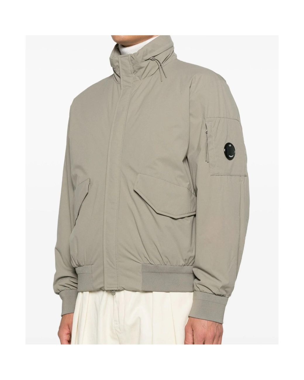 C P Company Gray Pro-Tek Hooded Bomber Padded Jacket for men