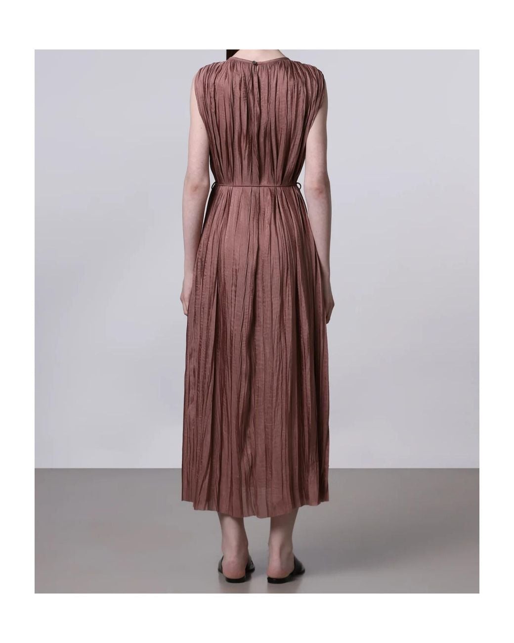 Roberto Collina Brown Ruched Tie Dress