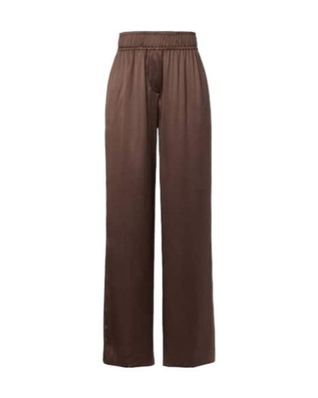 Brunello Cucinelli Brown Silk-Blend Satin Wide-Leg Pants