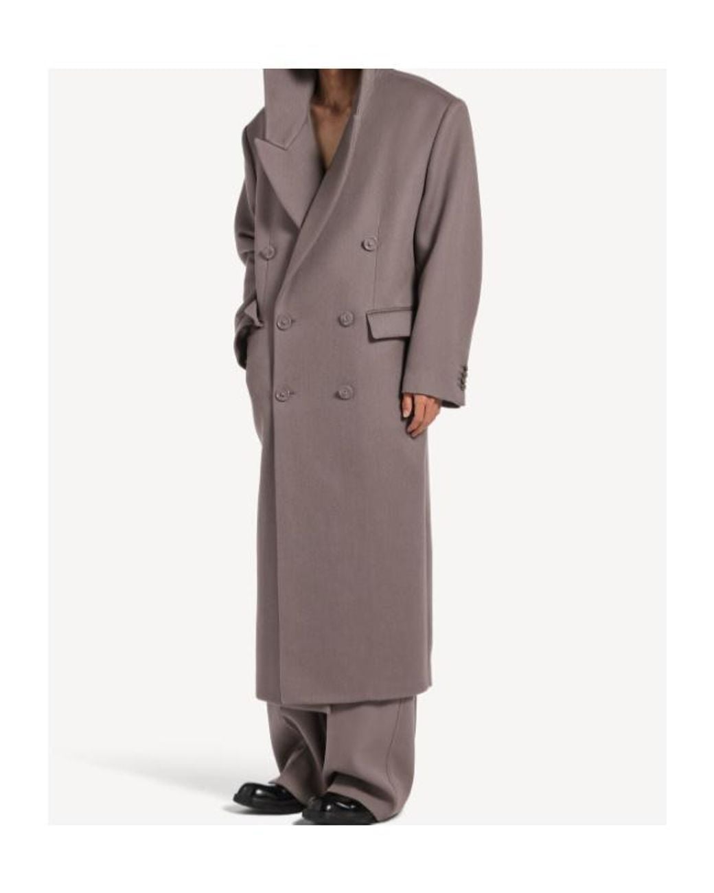 Balenciaga Brown Hooded Double-Breasted Coat for men