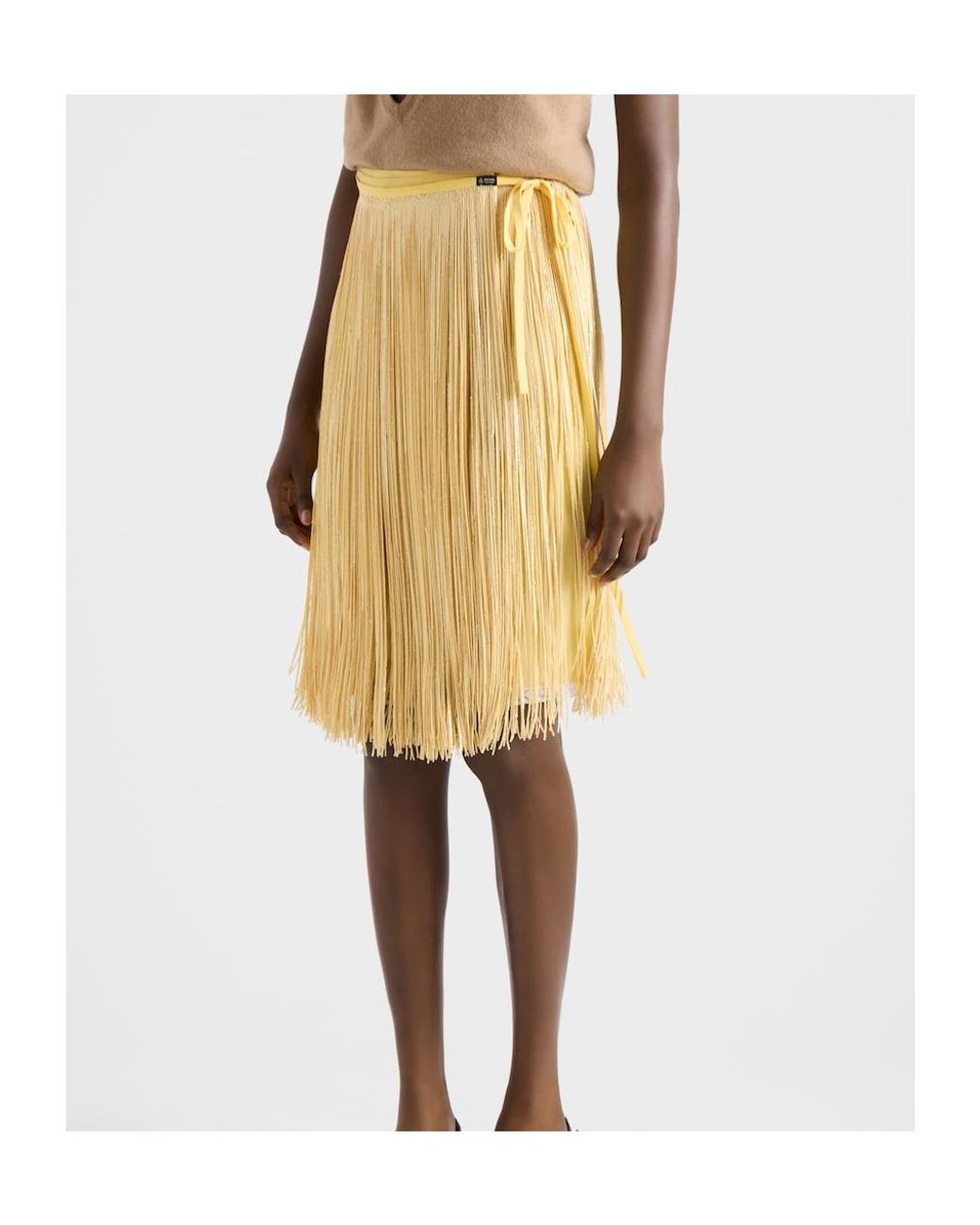 Prada Yellow Skirt With Sequin Fringe