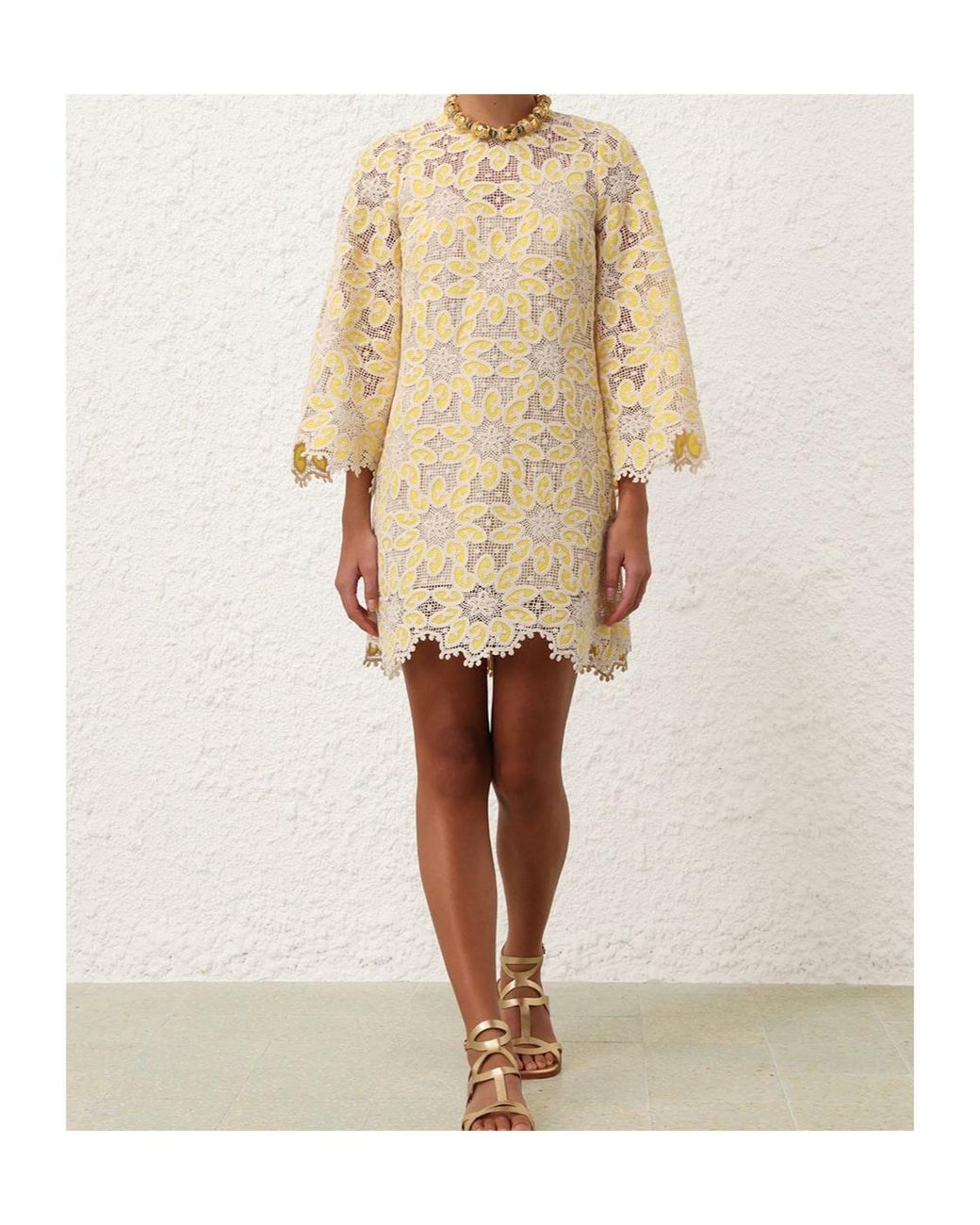 Zimmermann Natural Golden Lace Mini Dress