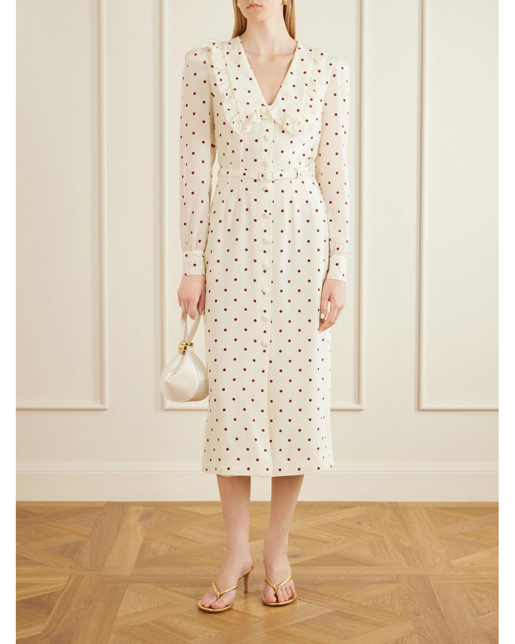 Alessandra Rich Natural Silk-Crepe Midi Dress