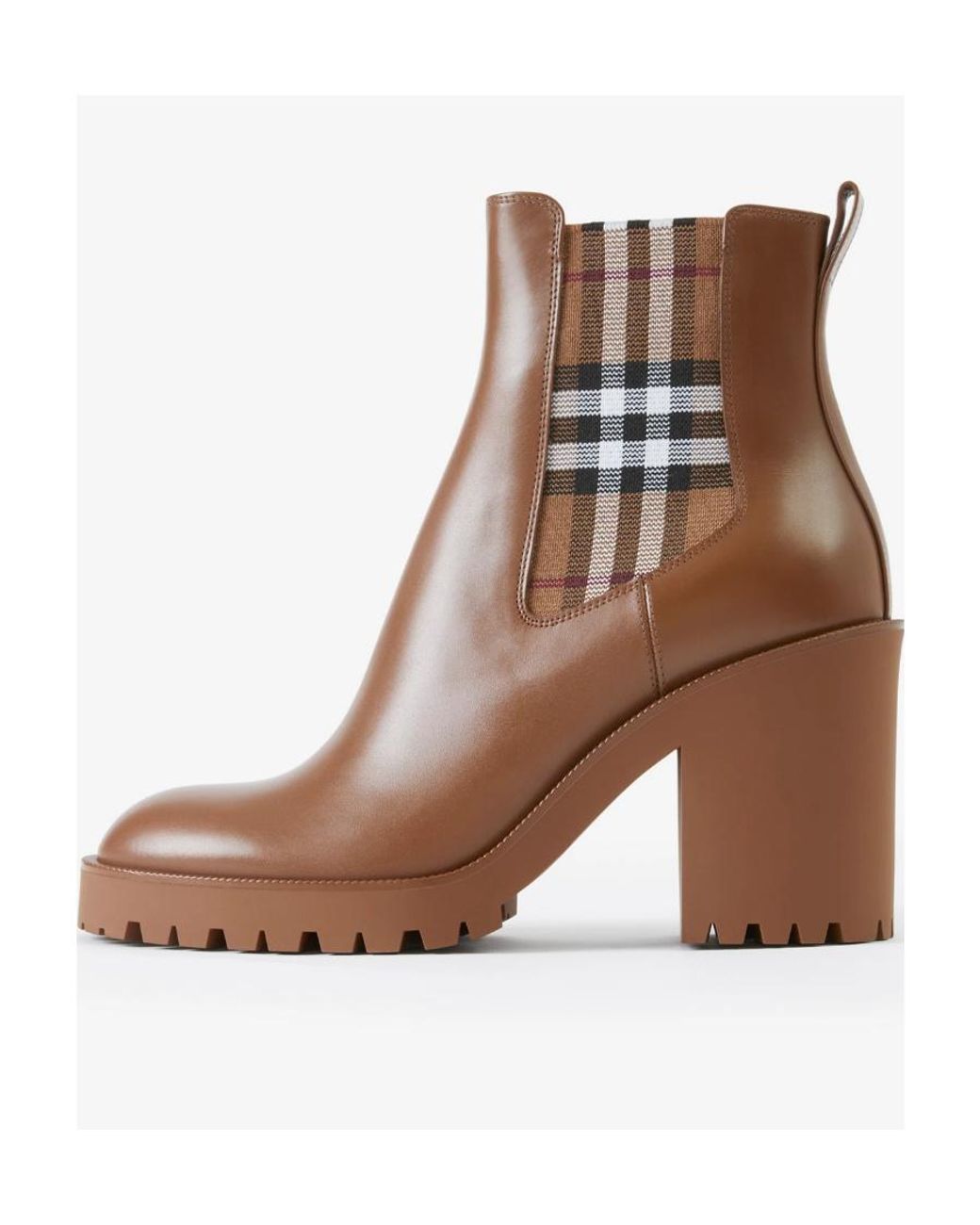 Burberry Brown New Allostock Check Panel Ankle Boots