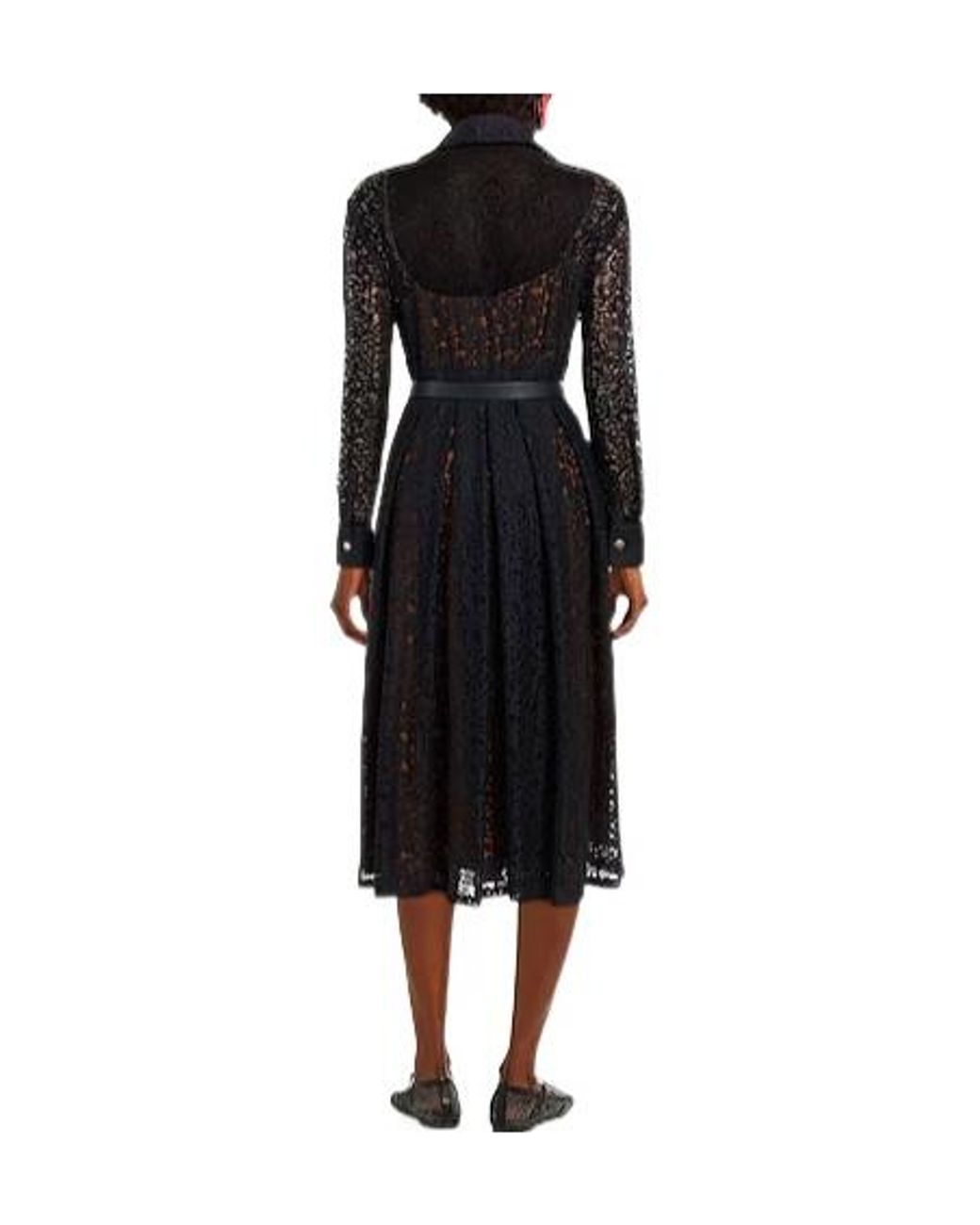 Max Mara Black Color-Blocked Long-Sleeve Shirt Dress