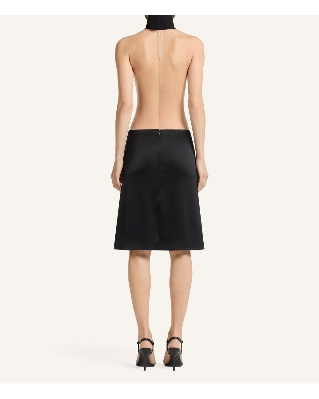 Courreges Black Satin-Finish Pocket-Detail Mini Skirt