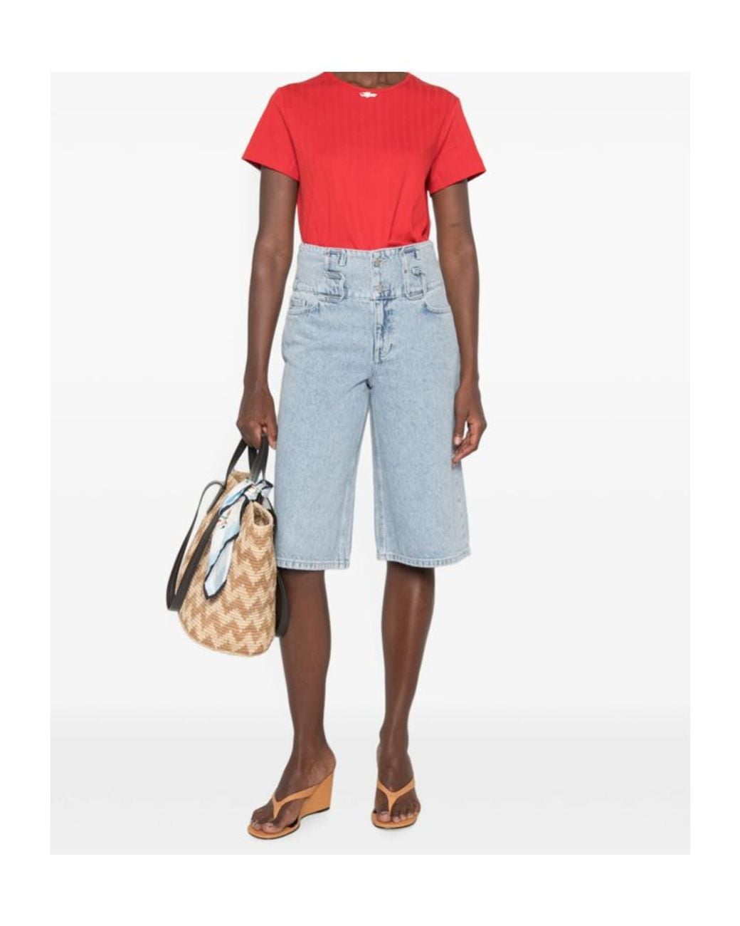 Stine Goya Blue Button-Up Denim Shorts