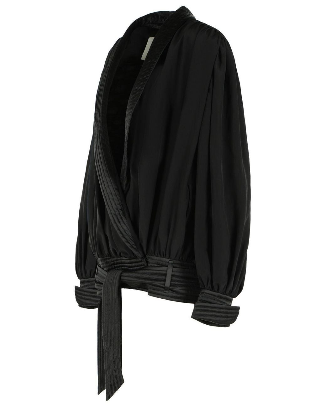 Isabel Marant Black Tie-Detailed Satin-Trimmed Silk-Crepe De Chine Jacket