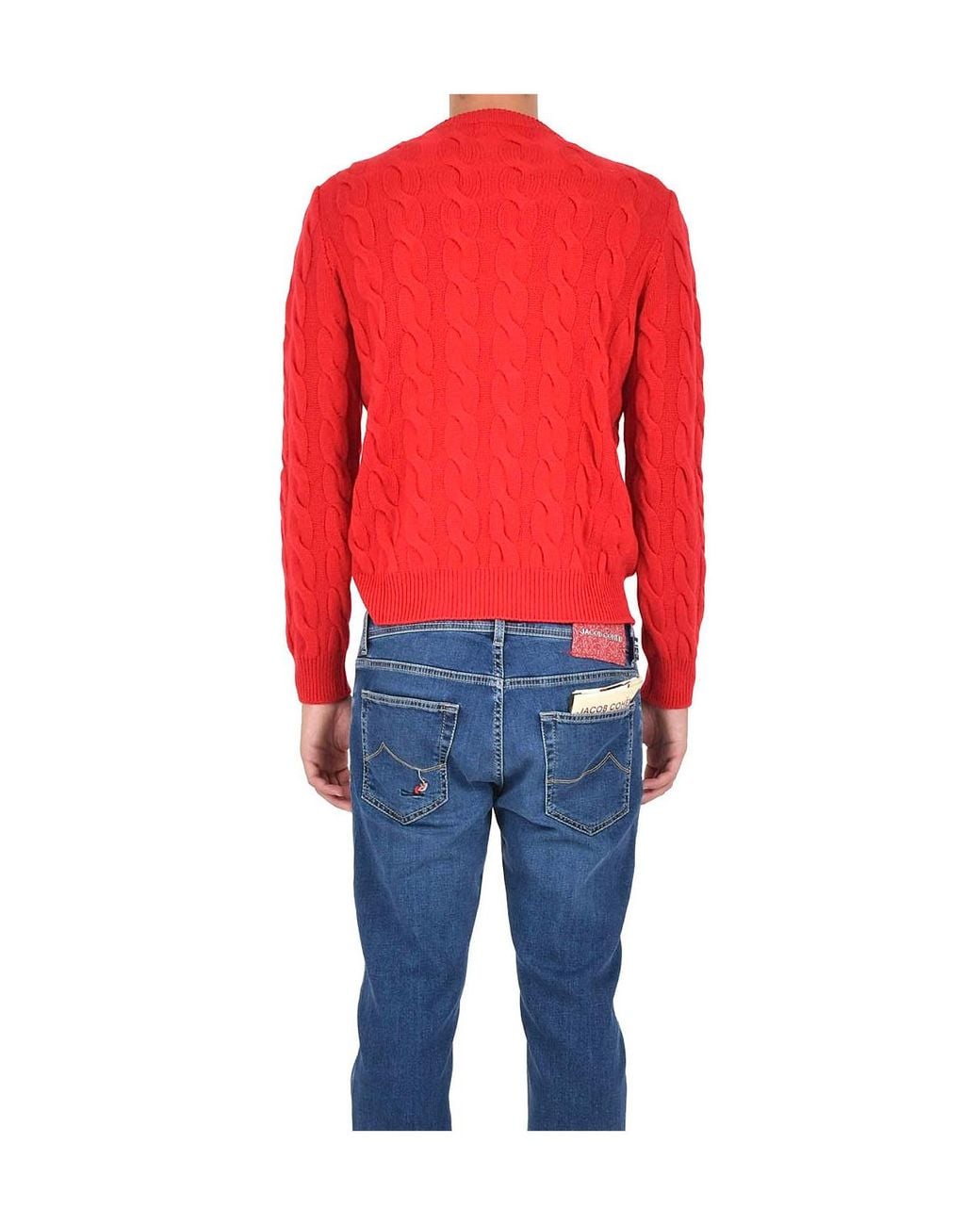 Jacob Cohen Red Long-Sleeved Crewneck Jumper for men