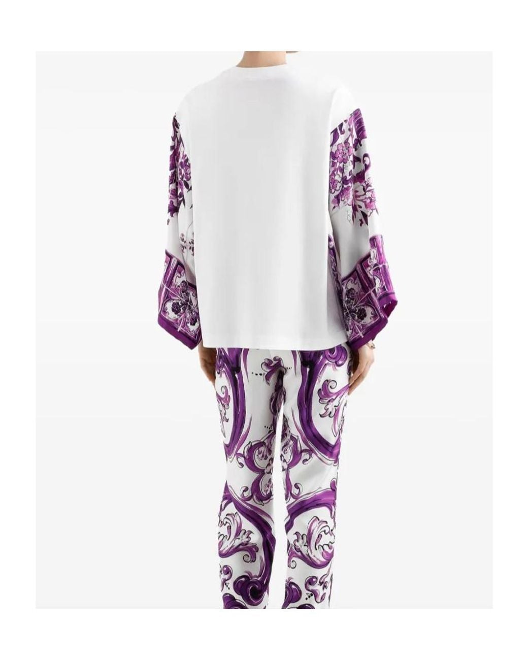 Dolce & Gabbana Purple Majolica-Print Blouse