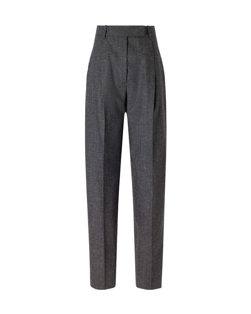 Rohe Gray Daria Pleated Wool-Blend Straight-Leg Pants
