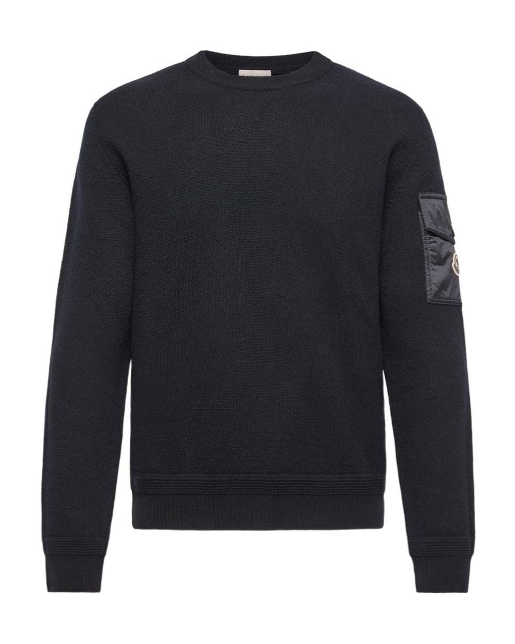Moncler Blue Logo Patch Crewneck Jumper for men