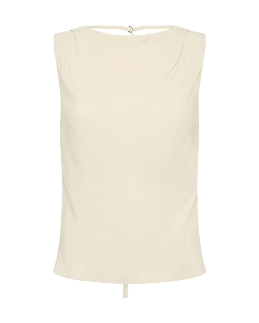 St. Agni Natural Draped Open-Back Blouse