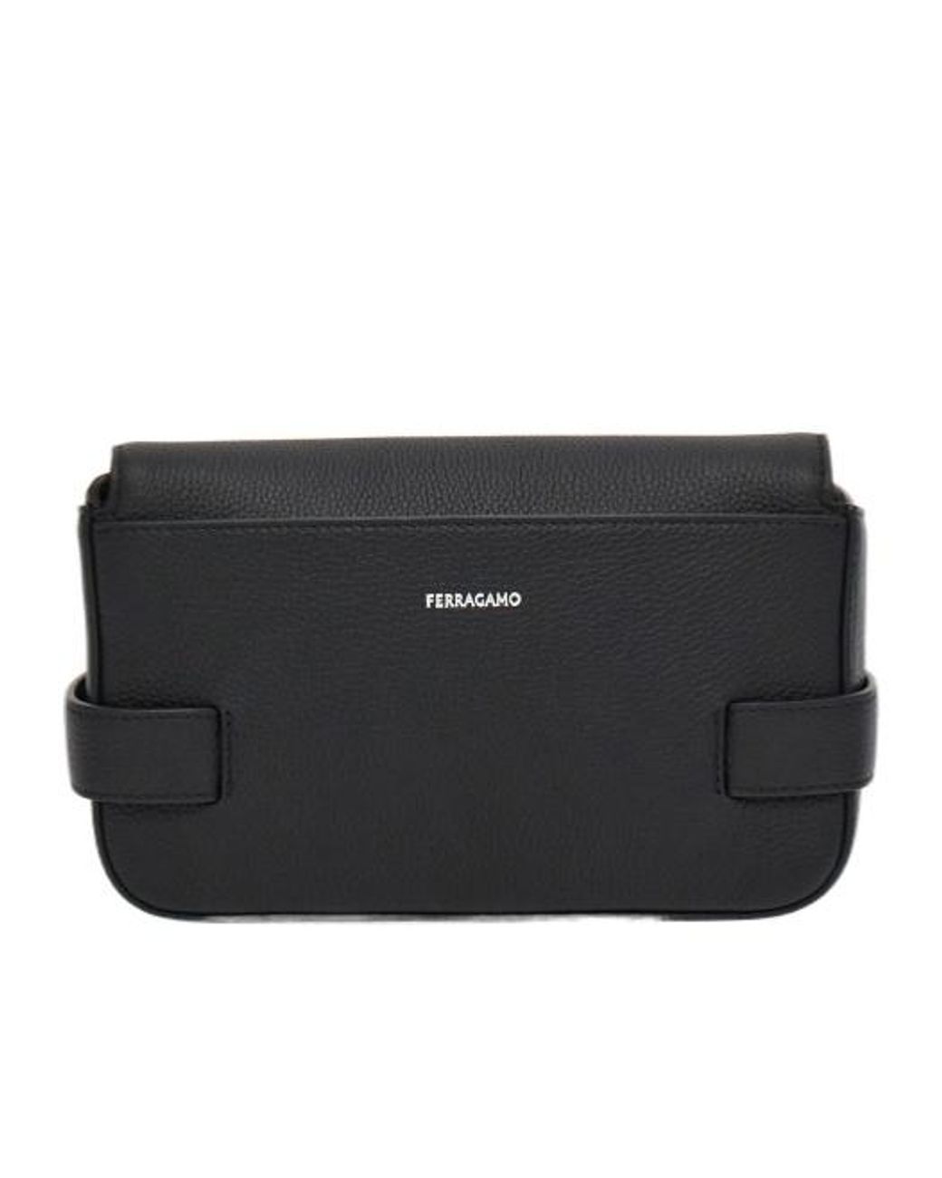 Ferragamo Black Gancini-Buckle Foldover Top Messenger Bag for men