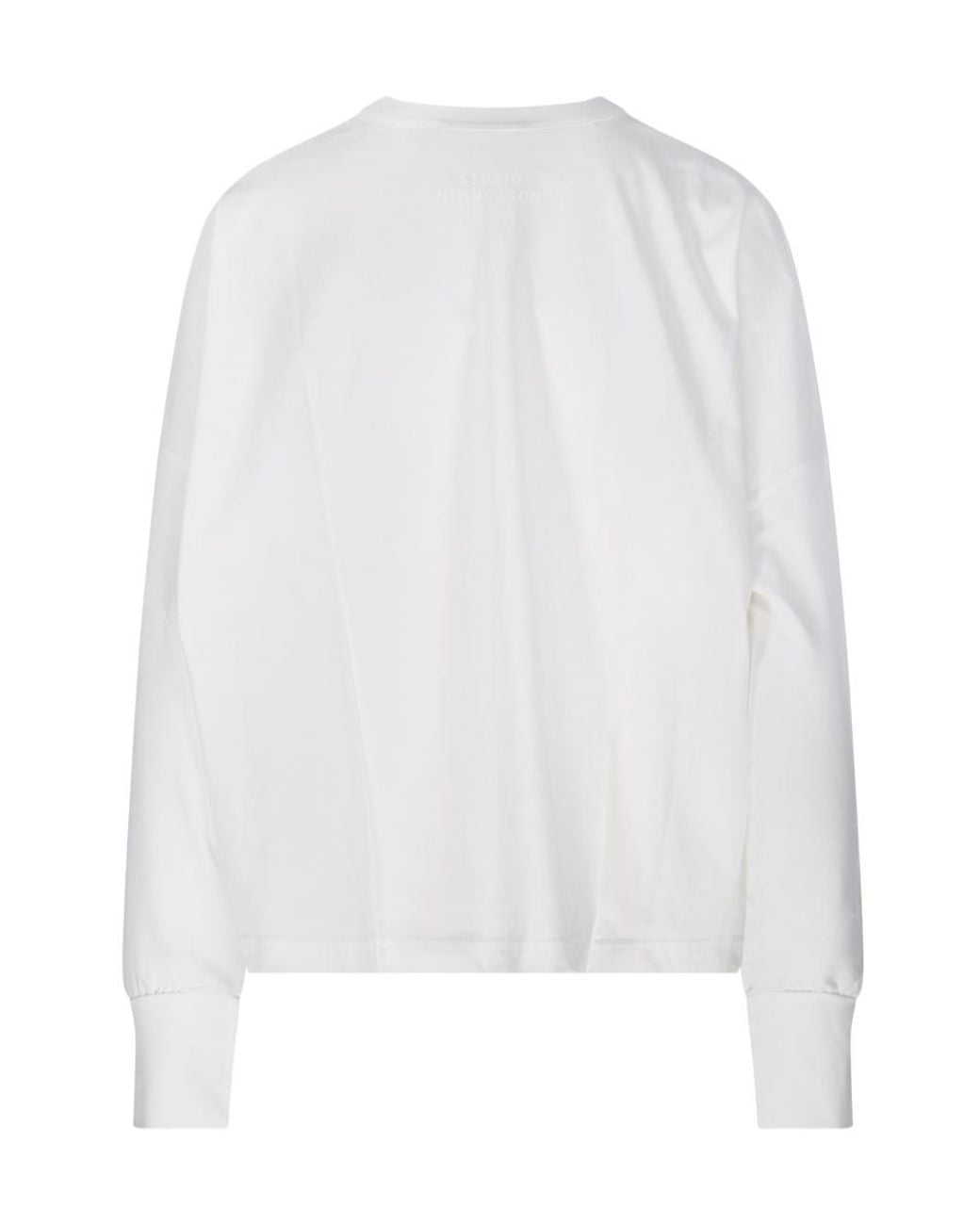 Studio Nicholson White Loop Long Sleeved Crewneck T-Shirt