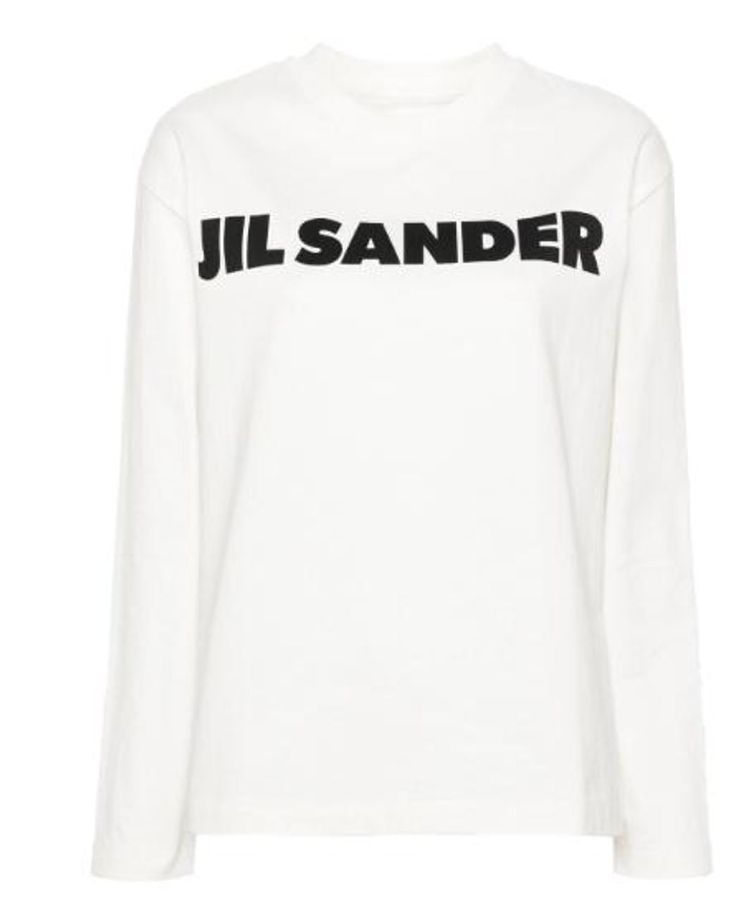 Jil Sander White Logo Printed Crewneck Sweatshirt