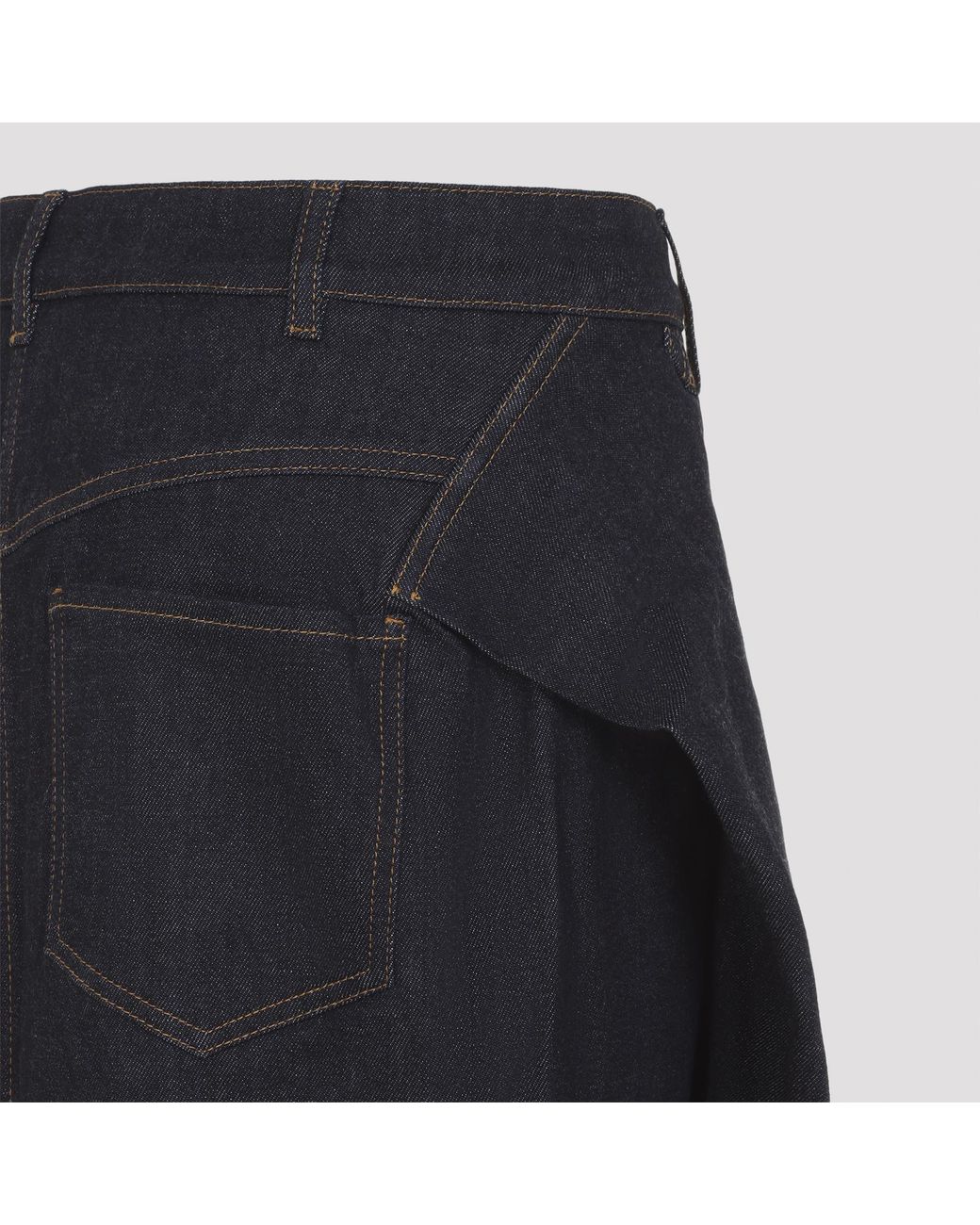 Jacquemus Blue Contrast Stitched Rear Slit Skirt