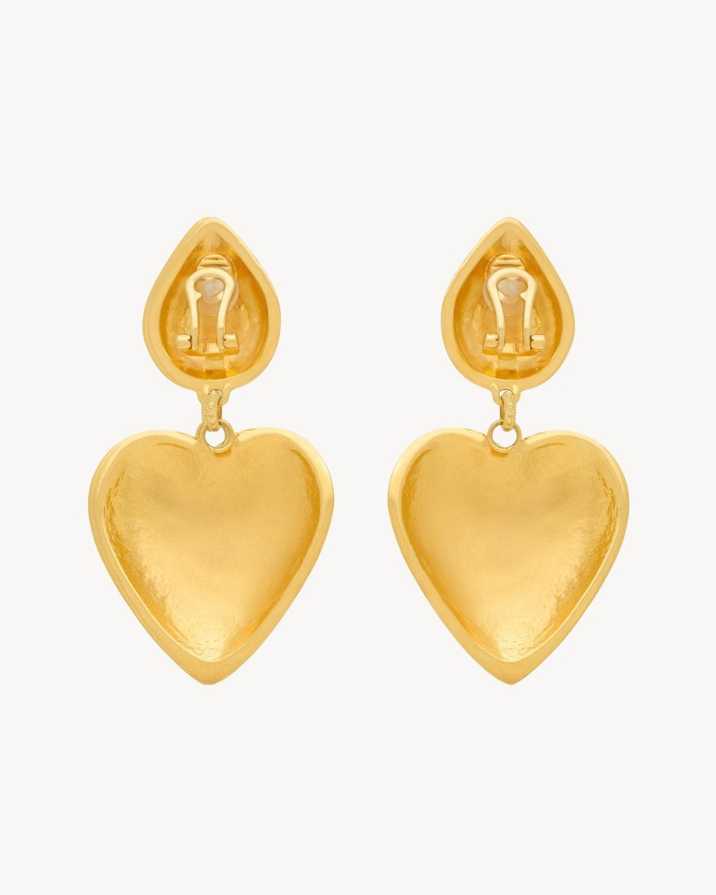 Saint Laurent Metallic Heart Drop Earrings