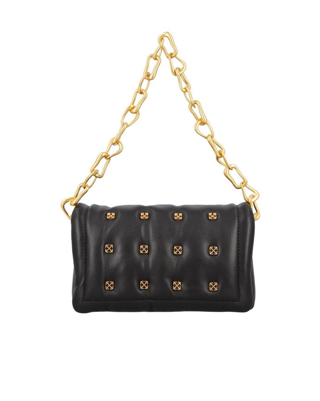 Off-White c/o Virgil Abloh Black Logo Plaque Quilted Crossbody Bag