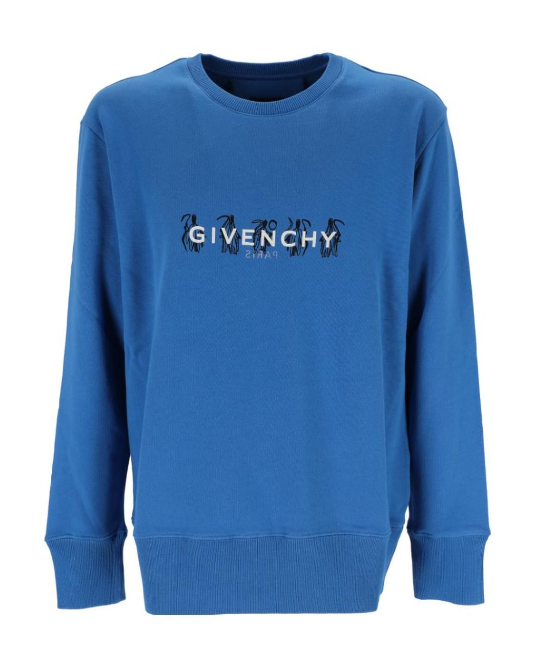 Givenchy Blue Reverse Logo Printed Crewneck Sweatshirt for men