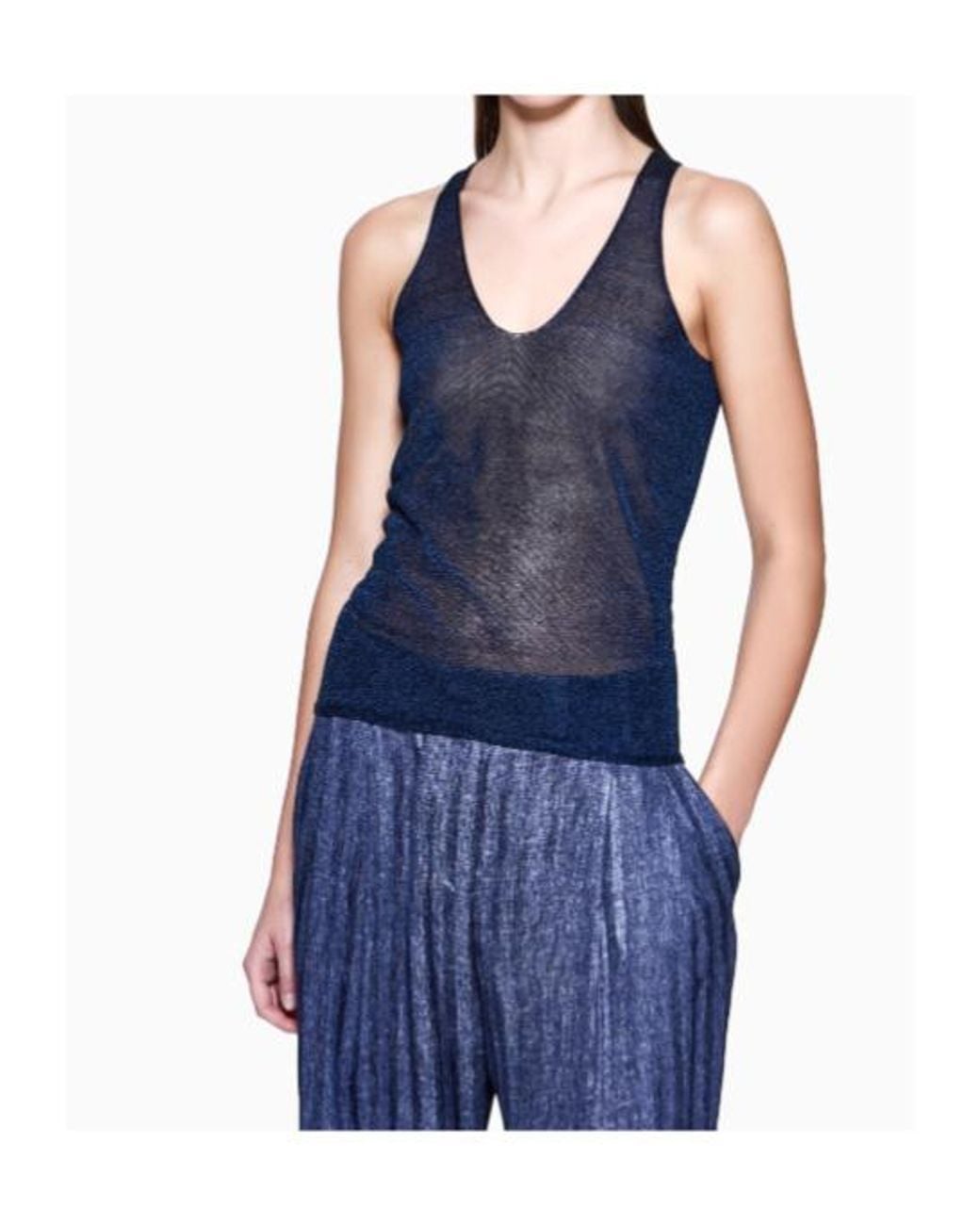 Giorgio Armani Blue Viscose Lurex Top