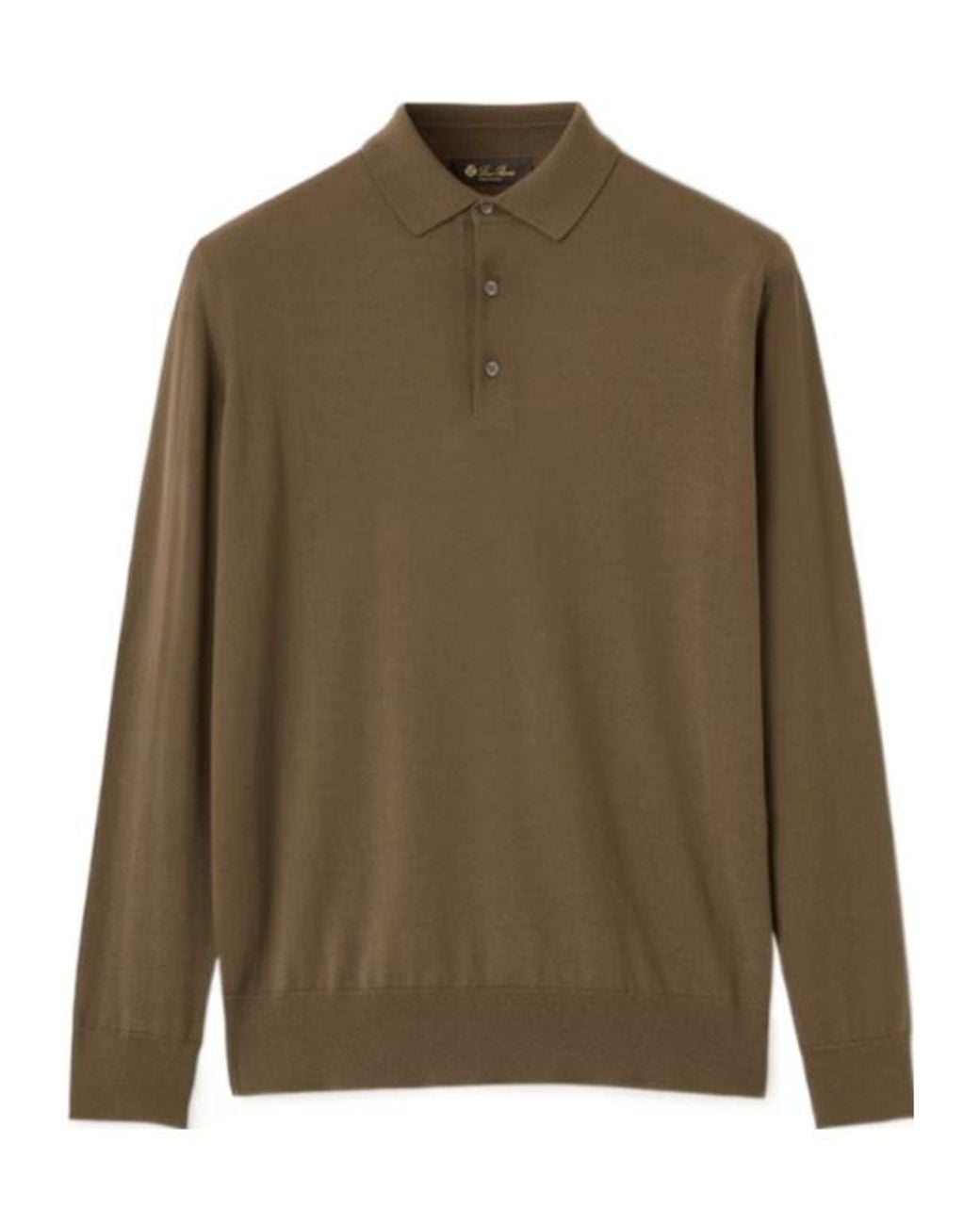 Loro Piana Green Long-Sleeve Polo-Collar Sweater for men