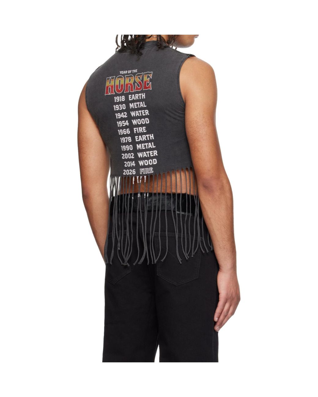Lu'u Dan Black 'Year Of The Horse' Series Sleeveless Bronco T-Shirt for men