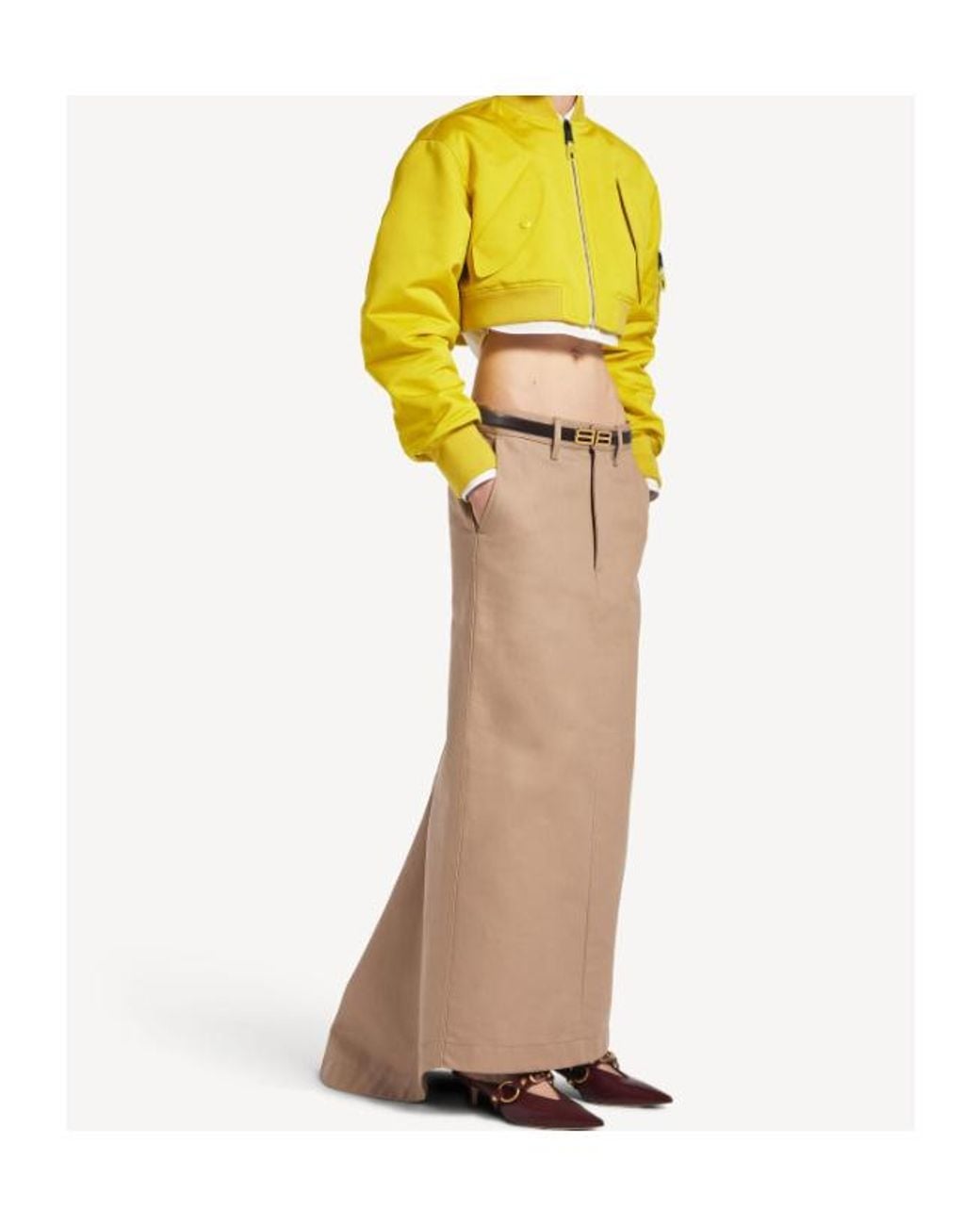 Balenciaga Yellow Cropped Bomber Jacket