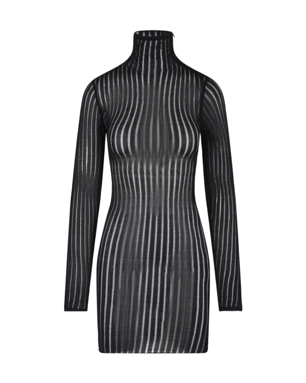 Dondup Black Erotica High Neck Striped Dress