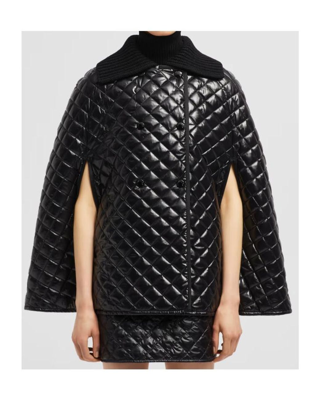 Moncler Black Quiletd Padded Cape