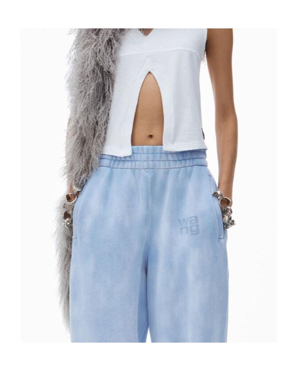 T By Alexander Wang Blue Alexander Wang Essential Terry Ribbed Hem Joggers