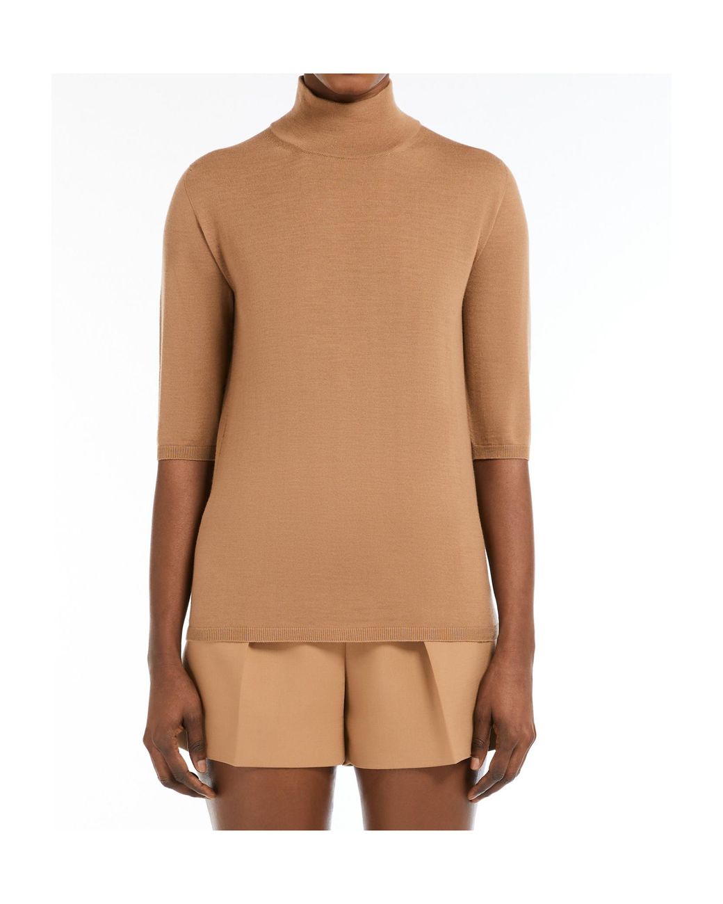 Max Mara Natural Cecina High Neck Half-Sleeved Jumper