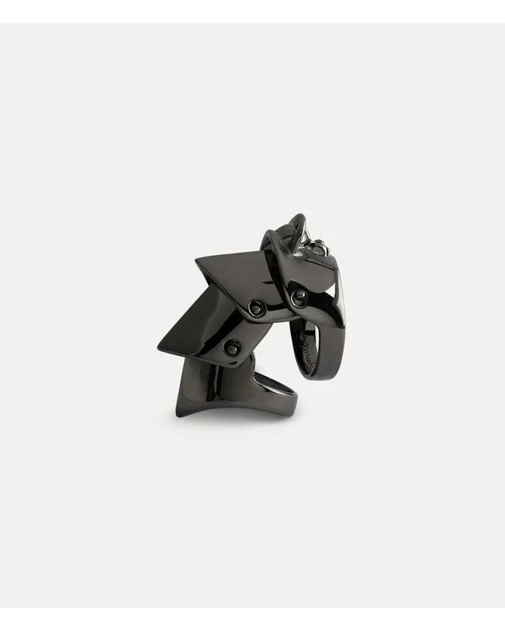 Vivienne Westwood Black Logo Ring for men