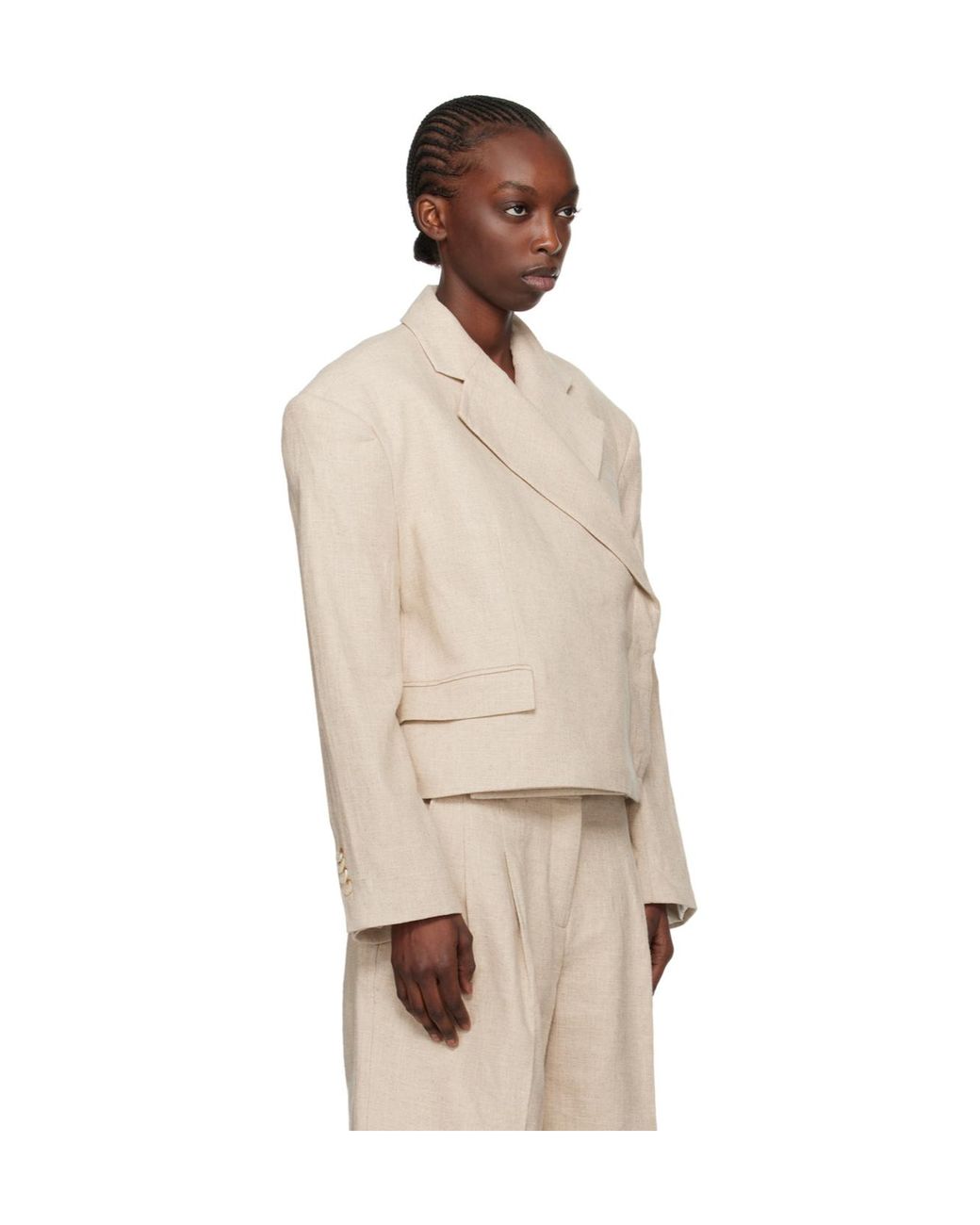 REMAIN Birger A Blazer With A Missing Corner Lapel in Natural | Lyst UK