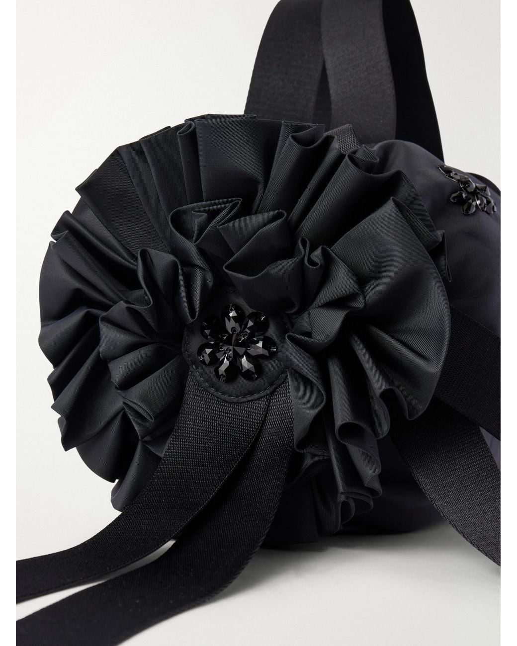 Simone Rocha Black Crystal-Embellished Satin Shoulder Bag