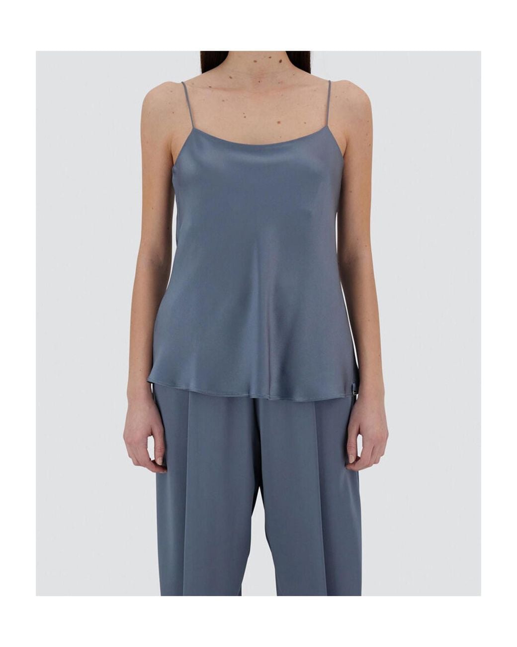 Herno Blue Flared Jersey Camisole Top