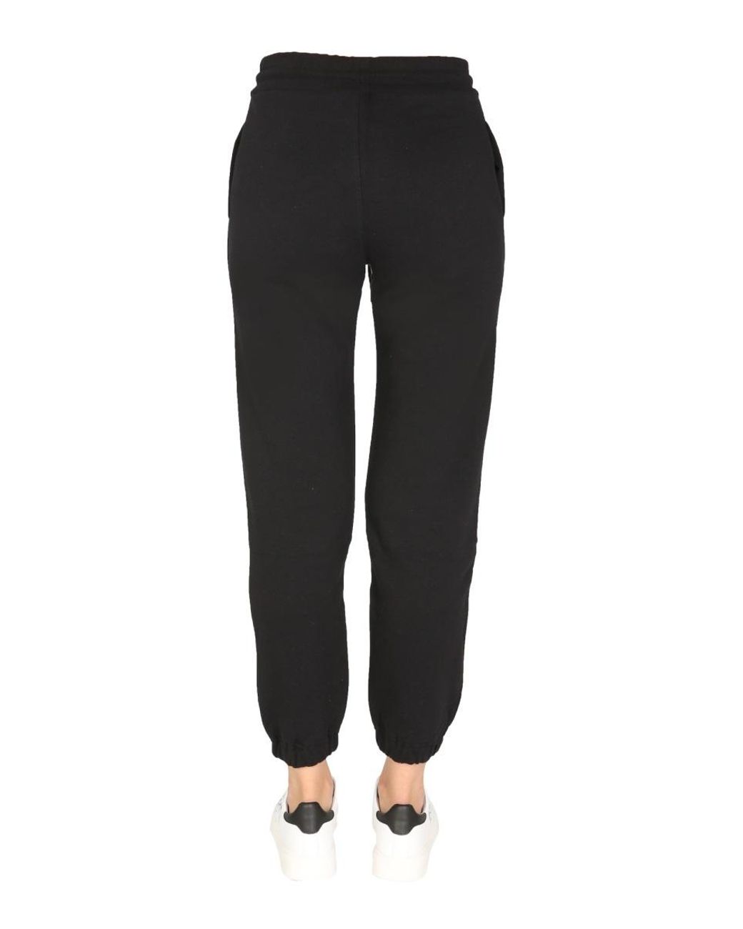 MSGM Black Logo Printed Drawstring Pants