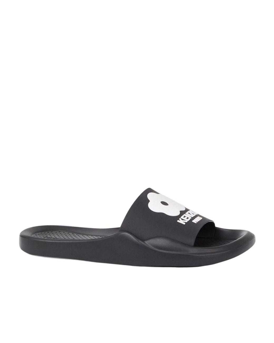 KENZO Black Logo Patch Open Toe Slides