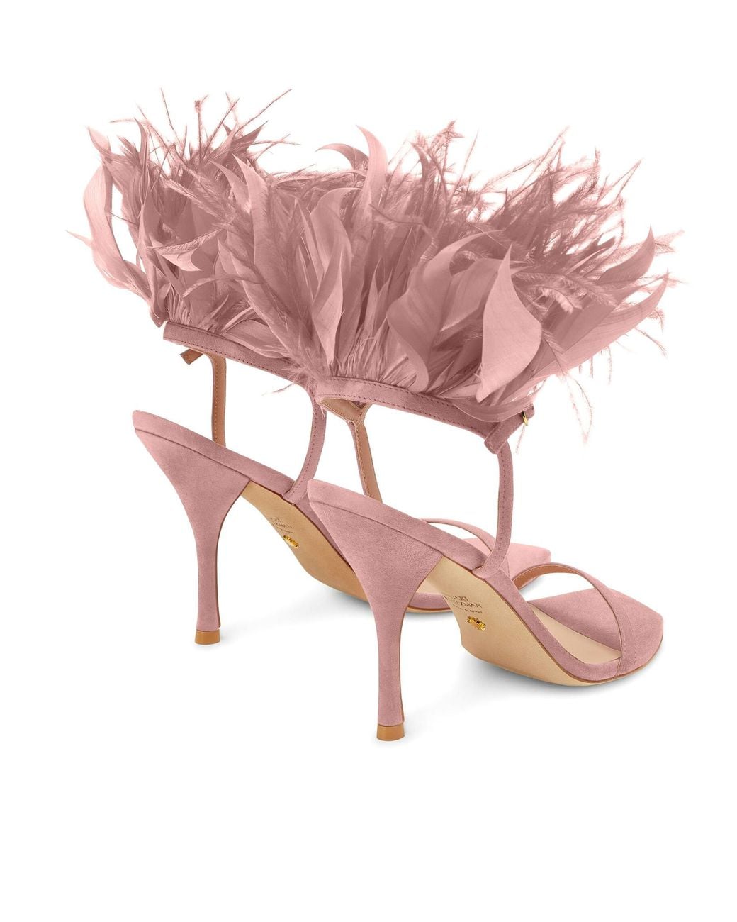 Stuart Weitzman Pink Feather High-Heeled Sandals