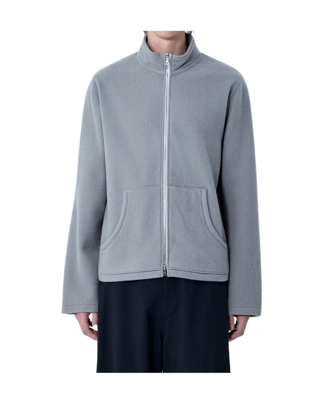 Rier Blue Zip-Up High Neck Jacket for men
