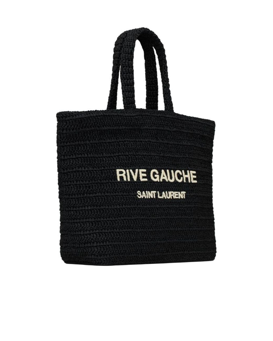 Saint Laurent Black Rive Gauche Embroidered Tote Bag