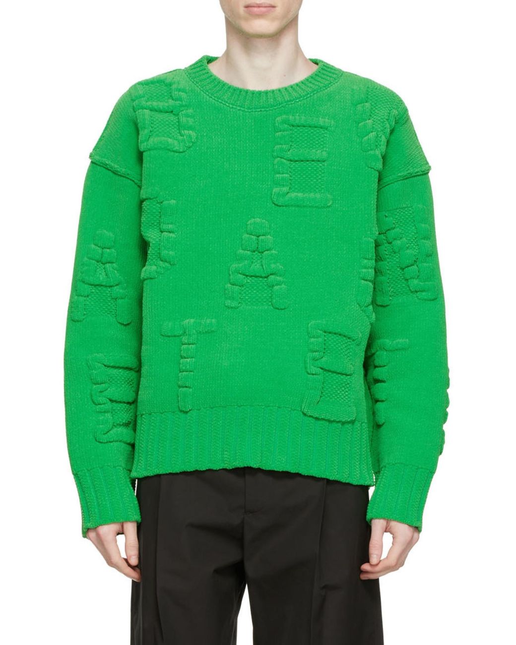 Bottega Veneta Green Knitted Long-Sleeve Jumper for men