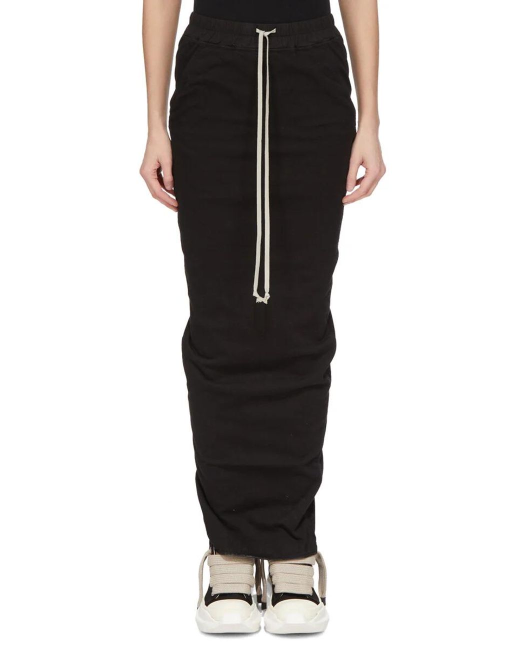 Rick Owens Black Pull On Pillar Skirt