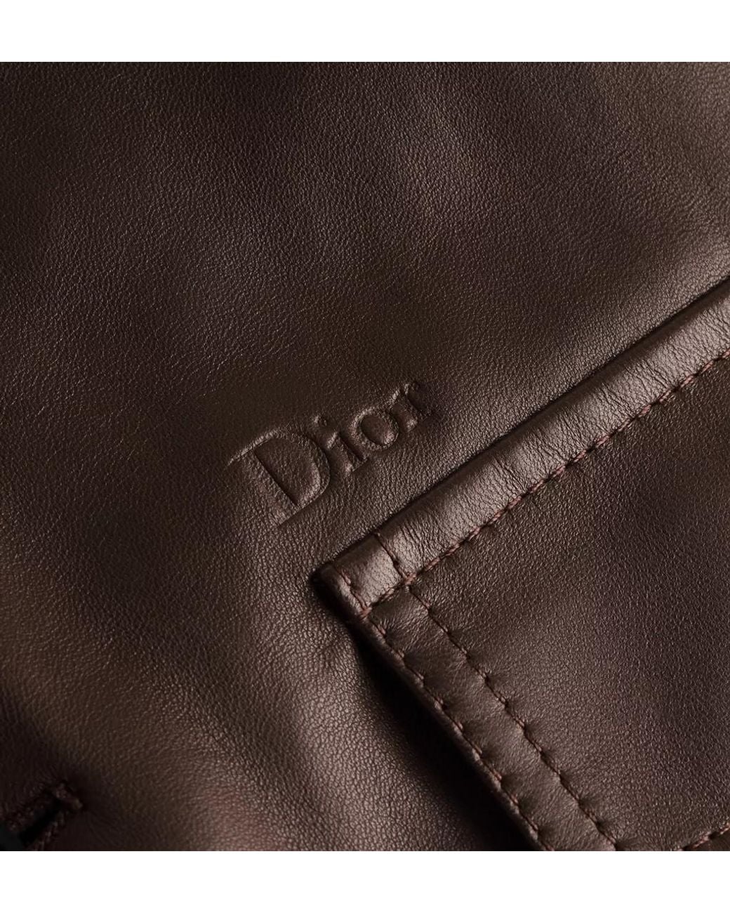 Dior Brown Long-Sleeve Leather Jacket for men