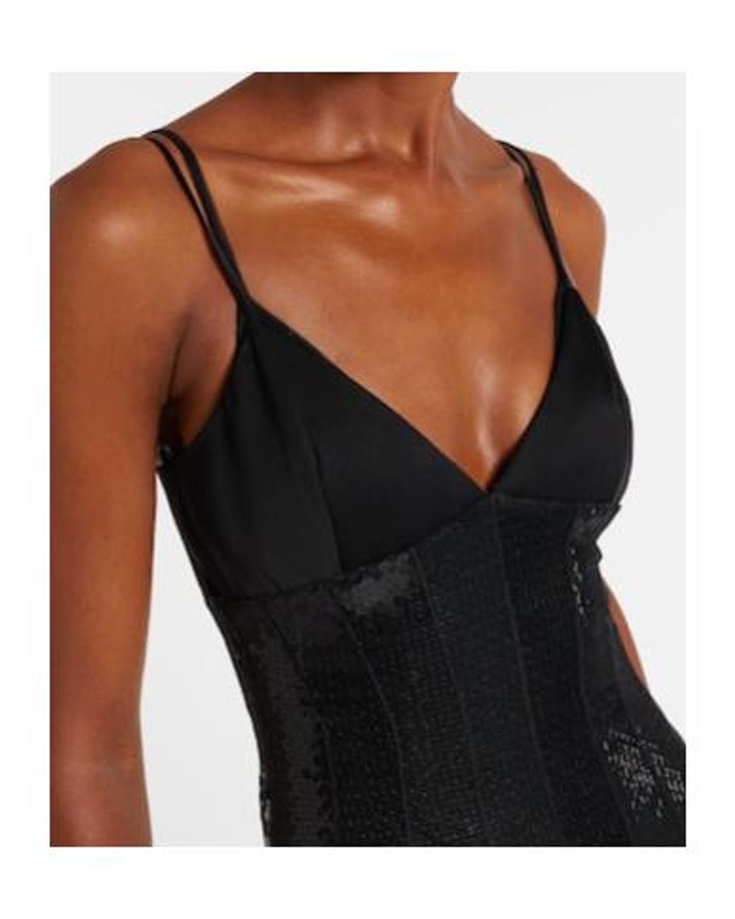 David Koma Black Sequined Tulle And Satin Gown
