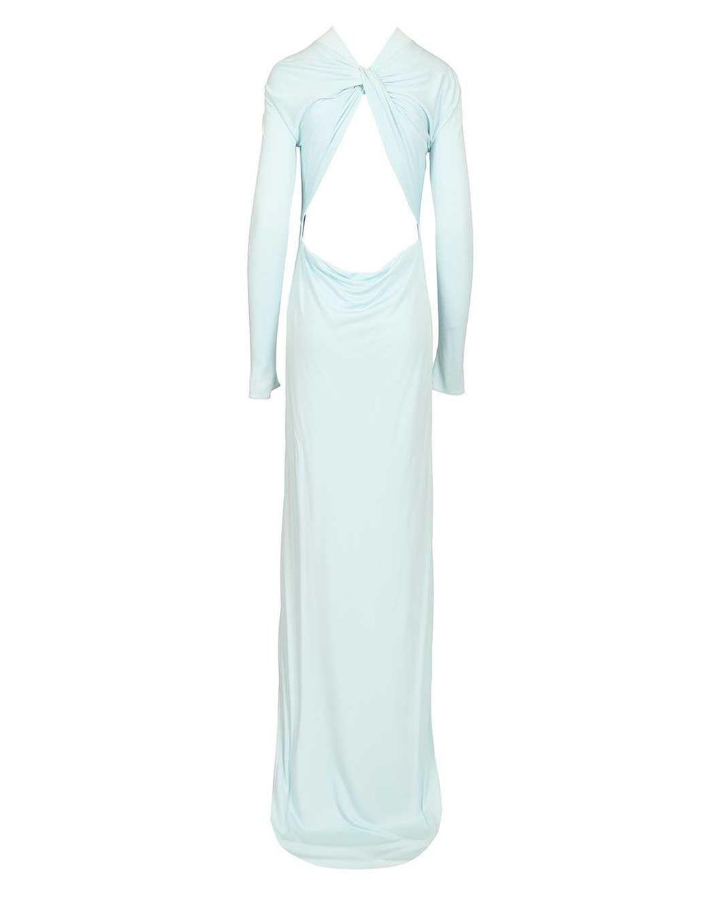 Tom Ford Blue Long-Sleeved Open-Back Train Gown