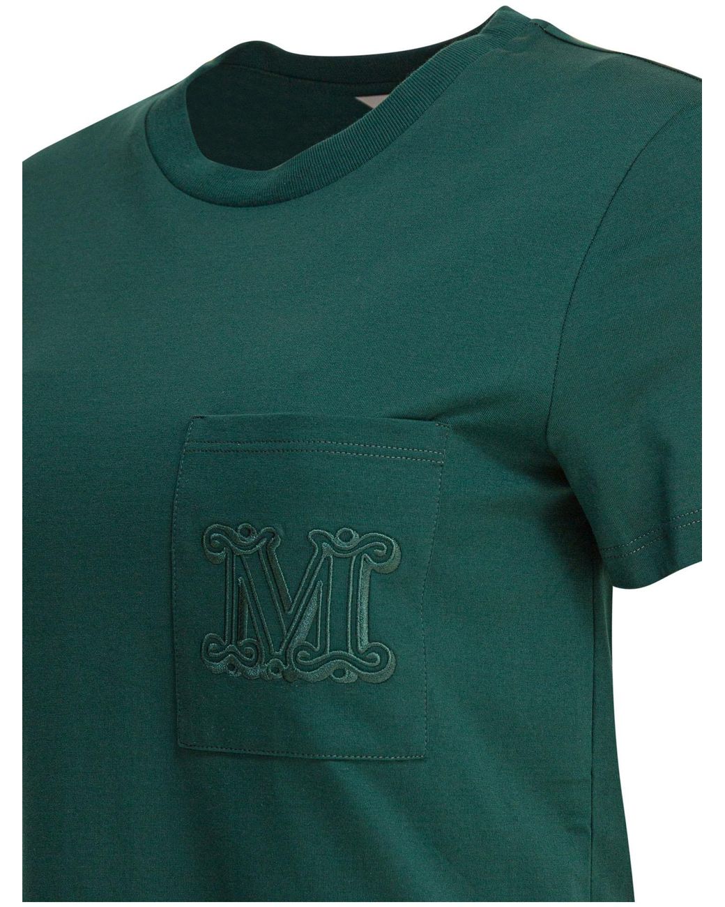 Max Mara Green Papaia Logo Embroidered Crewneck T-Shirt