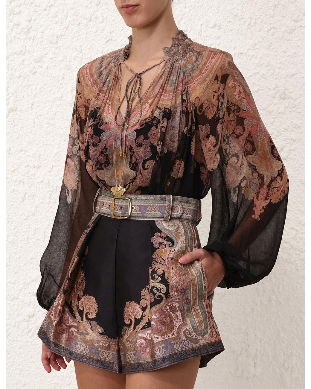 Zimmermann Brown Illustration Billow Blouse