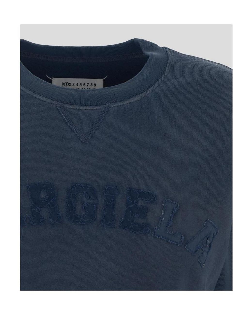 Maison Margiela Blue Glitter-Embellished Logo Sweatshirt